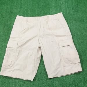 New! Banana Republic Cargo Shorts Mens 34 Beige Cotton Casual Summer 12 Inseam